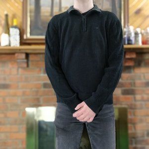 CALVIN KLEIN Black 1/4 Zip Pullover Sweater